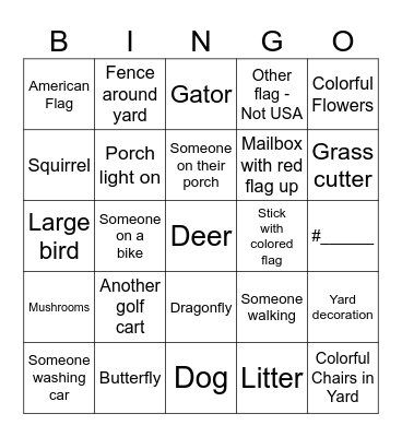 GOLF  CART  BINGO Card