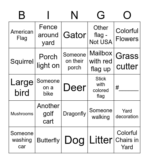 GOLF  CART  BINGO Card