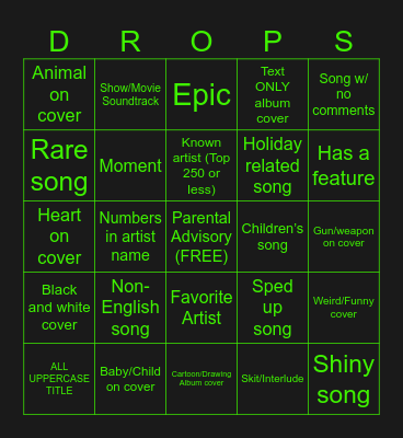 Soundmap Drops Bingo Card