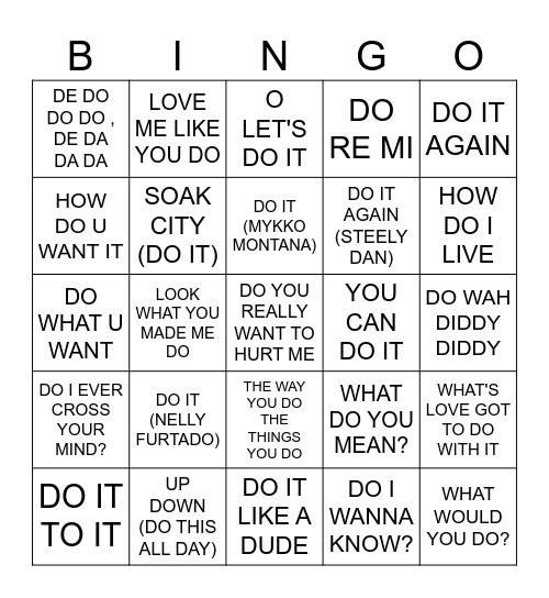 DO Bingo Card