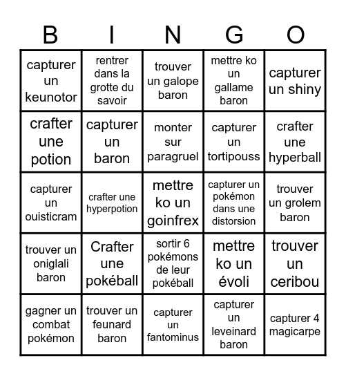 Bingo Pokémon Legend Arceus Bingo Card