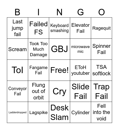 EToH fails bingo Card