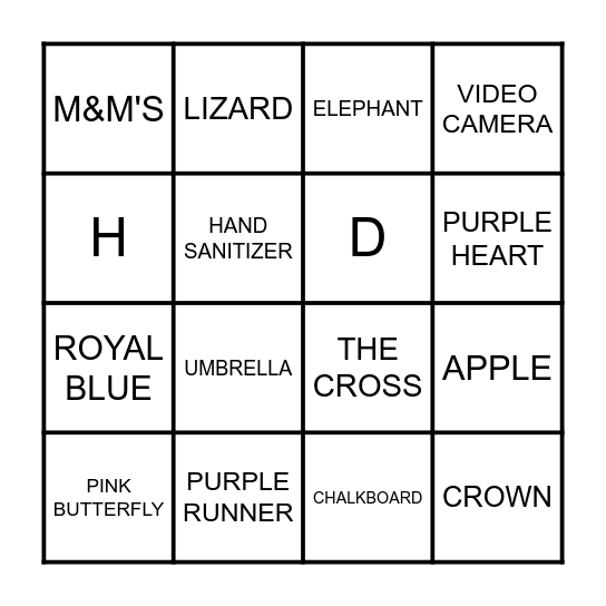DOC Bingo Card