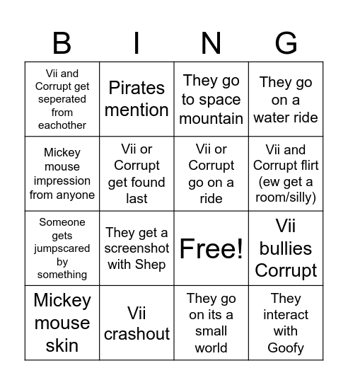 Disney hide and seek! Bingo Card