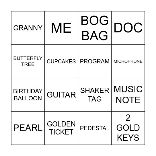 DOC Bingo Card