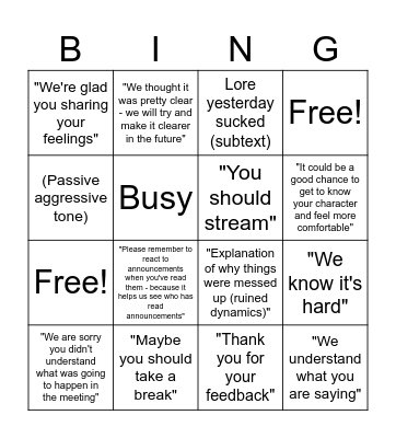 FUCKASS REPLY Bingo Card