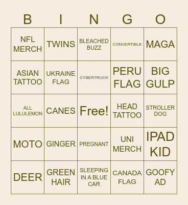 USA Bingo Card