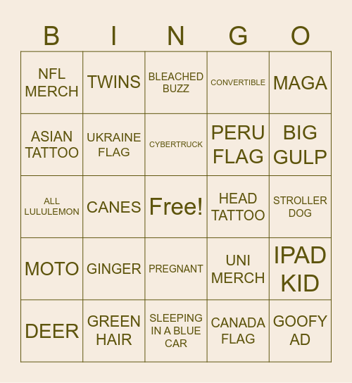 USA Bingo Card