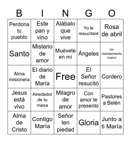 MUSICAL BINGO Card
