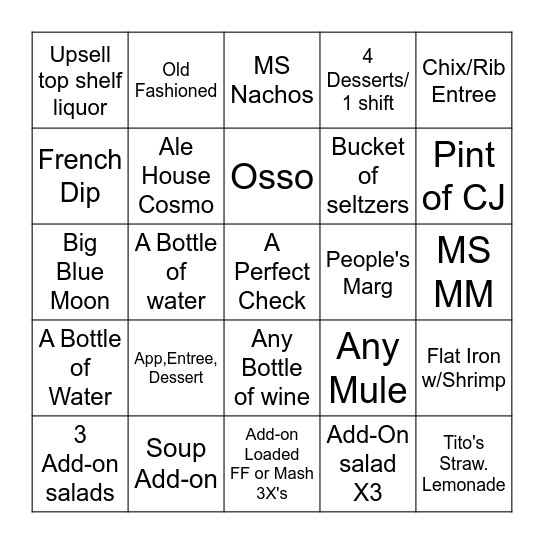 MAH Bingo Card