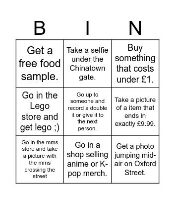 Area 2- Soho Bingo Card