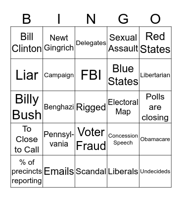 Election Night Binga Bingo Card