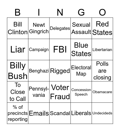 Election Night Binga Bingo Card