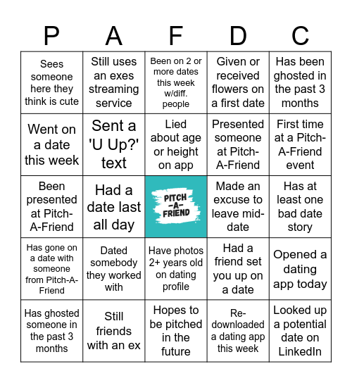 Pitch-A-Friend Bingo Card