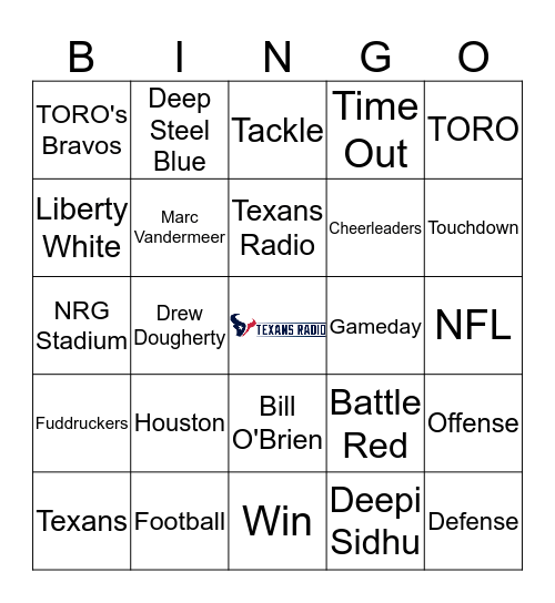 Texans Radio Bingo  Bingo Card