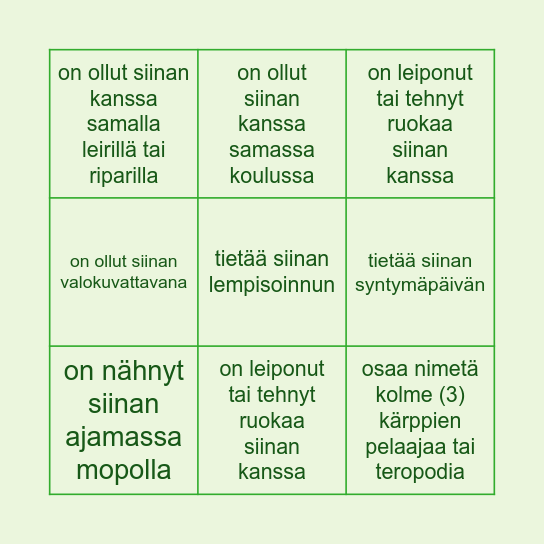 Siinan bingo Card