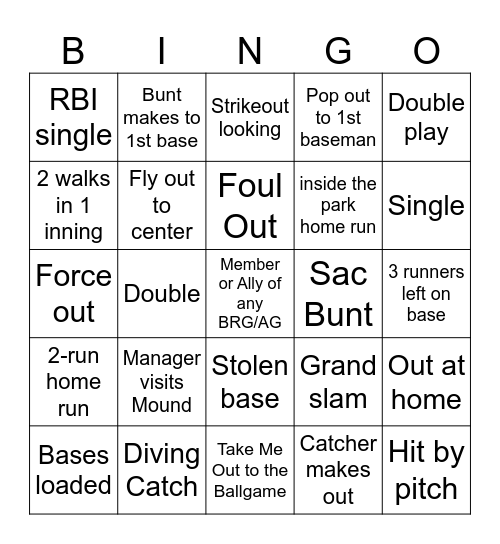 Whitecaps Baseball Night! Bingo Card