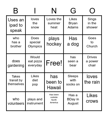 Mingle Bingo - Find someone who... Bingo Card