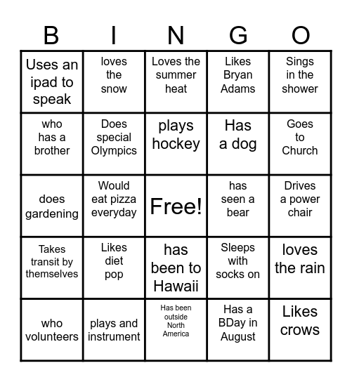 Mingle Bingo - Find someone who... Bingo Card