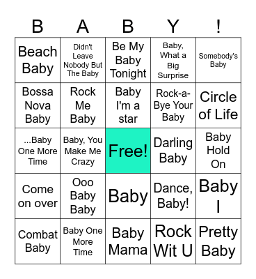 Baby Bingo Card