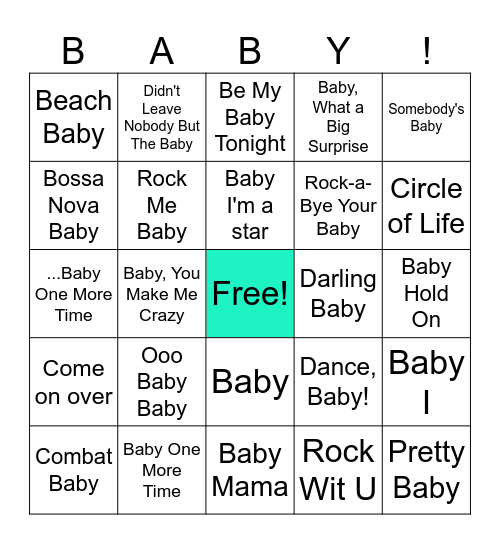 Baby Bingo Card