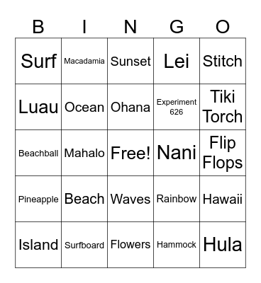 ALOHA BINGO Card