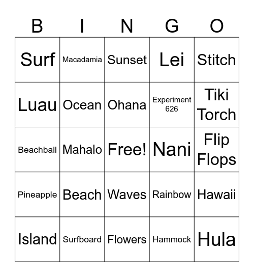 ALOHA BINGO Card