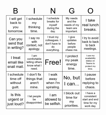 Boundaries BINGO Card
