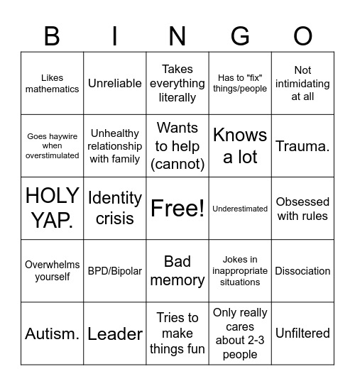 One-One Bingo Card
