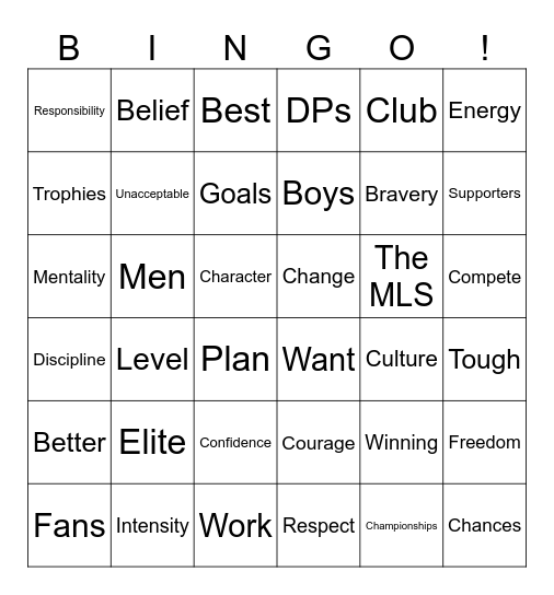 Phil Neville Interview Bingo Card