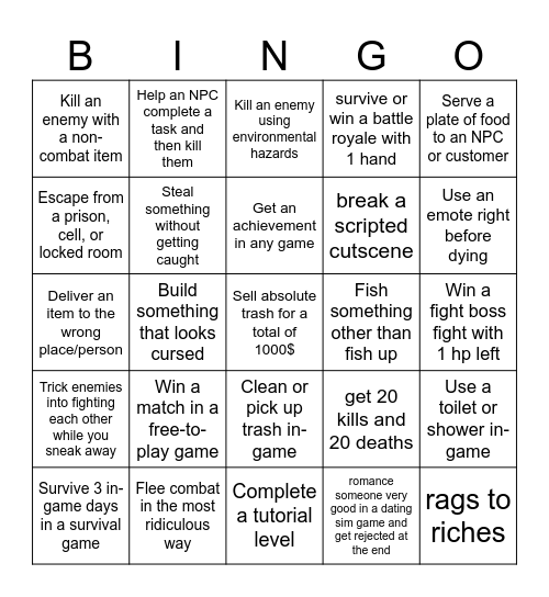 lockout game bingo Card