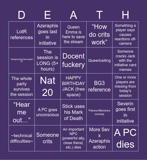 Eberron: City of Towers - Episode 43 Bingo Card