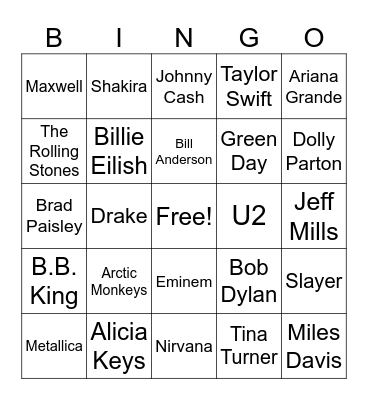 Music Bingo Card