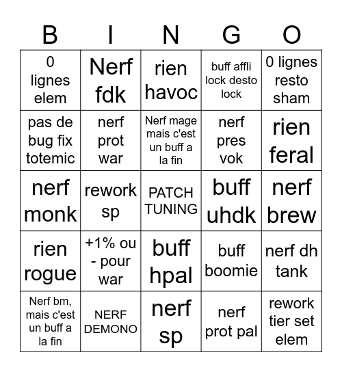 BINGO PATCH PTR 25/07 Bingo Card
