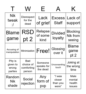 Nik tweak bingo ch 4 Bingo Card