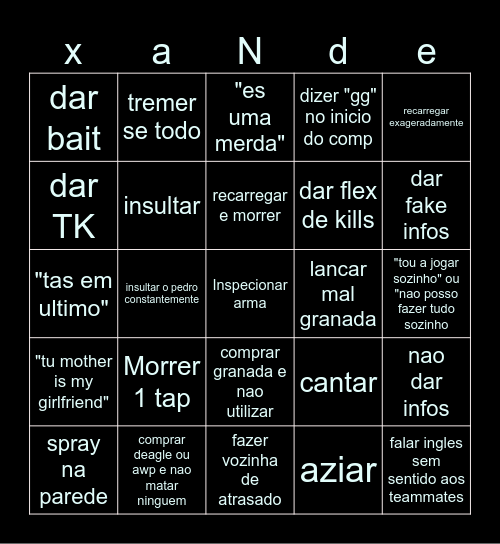 xande bingo Card
