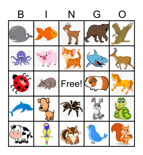 ANIMAL Bingo Card