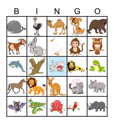 Animal Bingo Card