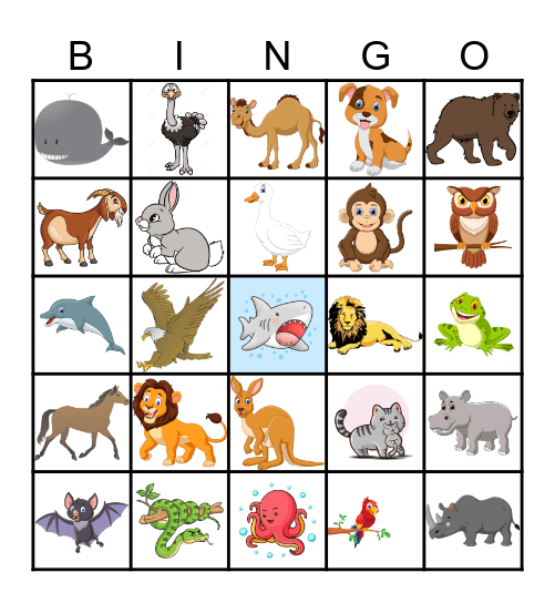 Animal Bingo Card