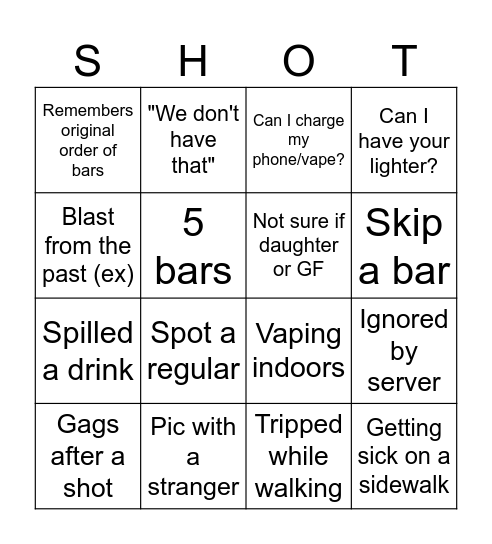 Tour De PUBSS Bingo Card