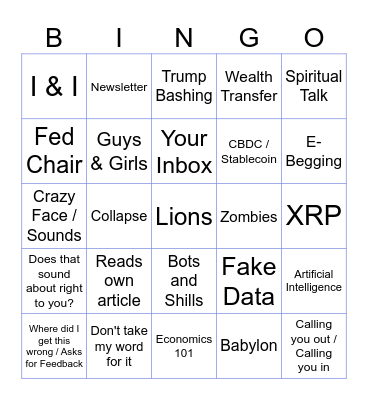 Greggy Boy Bingo Card