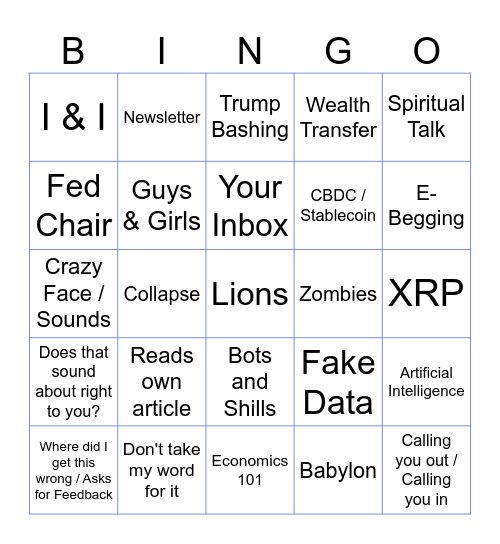 Greggy Boy Bingo Card
