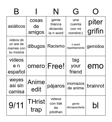 Nai's ig reels Bingo Card