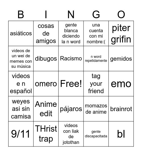 Nai's ig reels Bingo Card