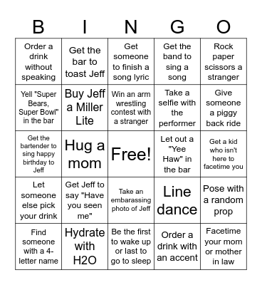 Jeff's 50th Nash Bash Bingo Card