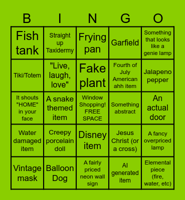 Ebay Home Decor Bingo Card