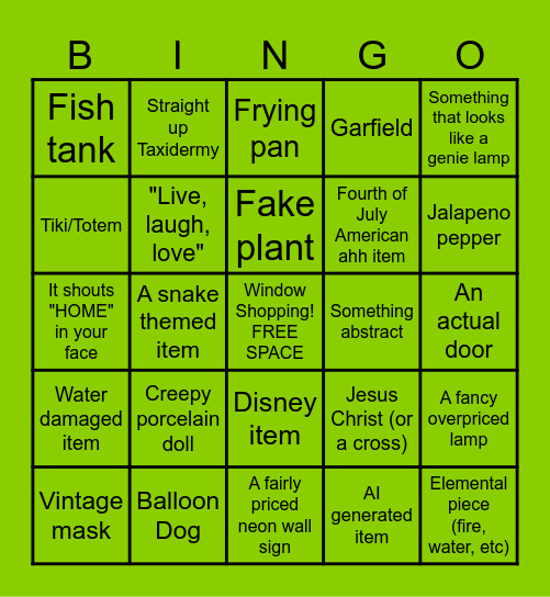Ebay Home Decor Bingo Card