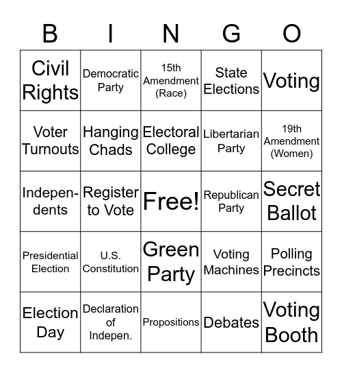 Election Day Bingo Card