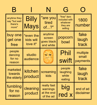 Infomercial Bingo! Bingo Card