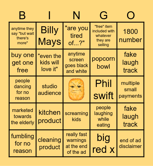 Infomercial Bingo! Bingo Card